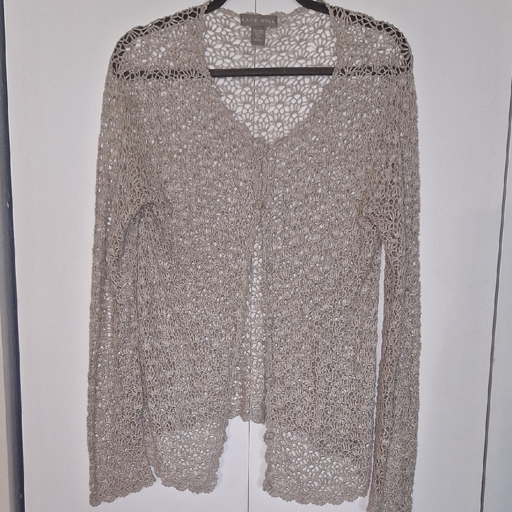 Kate Hill Women's Open-Knit Cardigan - Tan